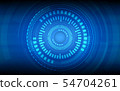 technology circles and grid line on blue color 54704261