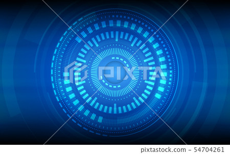 technology circles and grid line on blue color 54704261