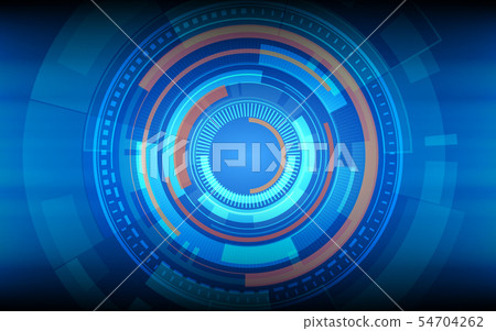 technology circles and grid line on blue color 54704262