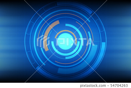 technology circles and grid line on blue color 54704263