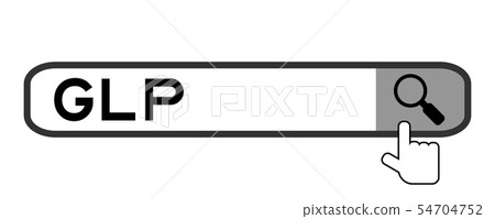 Hand icon over magnifier to find word GLP 54704752