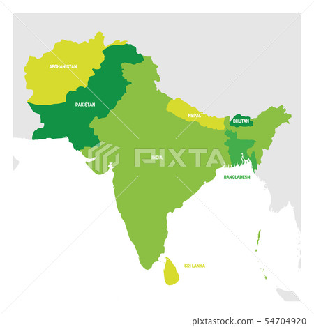 South Asia Region. Map of countries in southern Asia. Vector illustration South Asia Region. Map of countries in southern Asia. Vector illustration 54704920