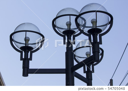 Glass lamp on black pole 54705048