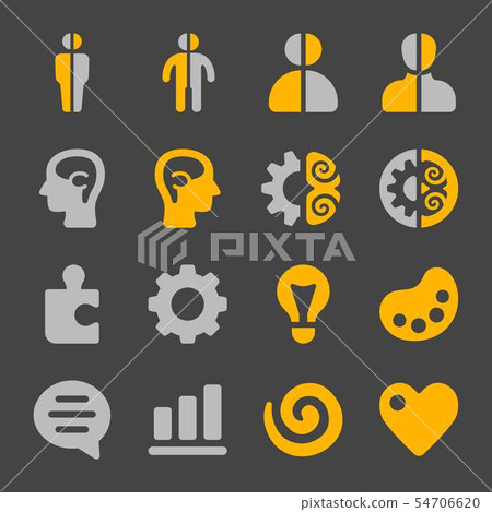 left and right brain icon set 54706620