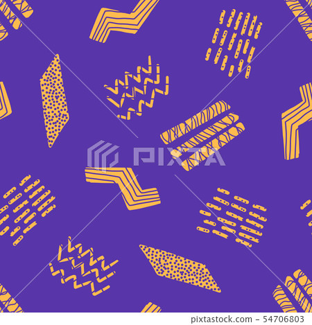 Purple and orange pattern with doodle shapes 54706803
