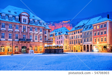 Medieval german town Heidelberg in winter, Germany 54706903