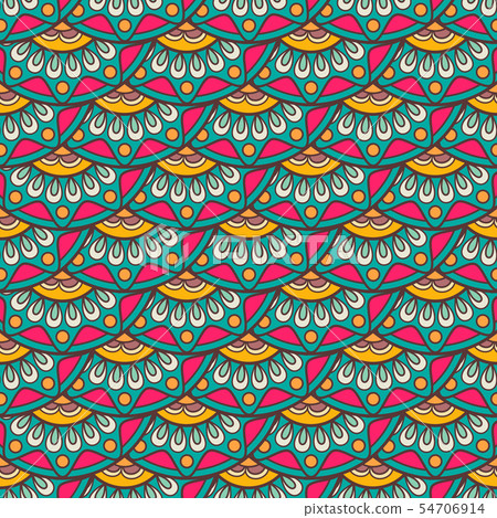 Ethnic doodle seamless pattern in retro colors - Stock Illustration ...