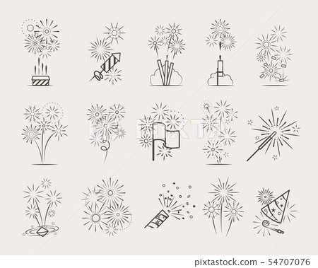 Pyrotechnic line icons Pyrotechnic line icons 54707076