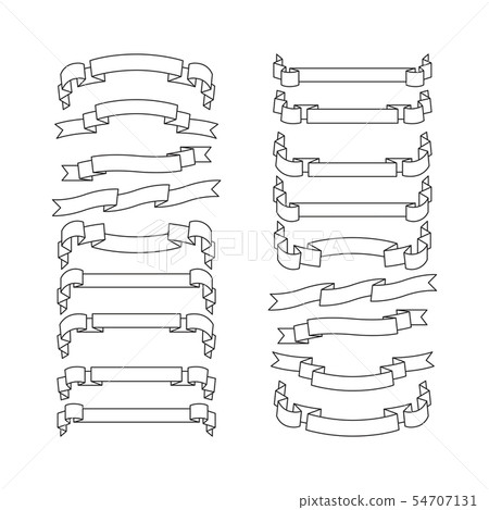 White ribbons with black contour icons White ribbons with black contour icons 54707131