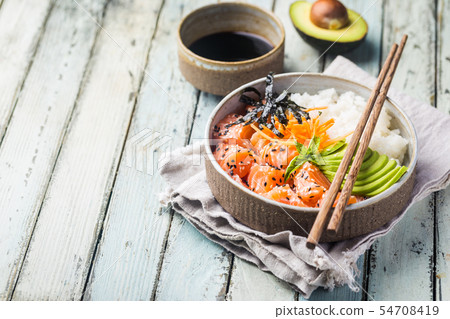 Hawaiian salmon poke bowl 54708419