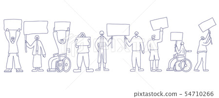 Vector protest people holding blanks of placard. - Stock Illustration ...
