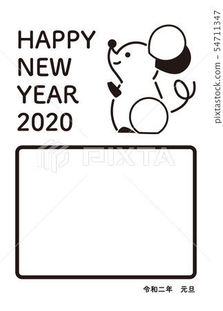 New Year's card Mouse Two-year Photo frame Simple monochrome New Year's card Mouse Two-year Photo frame Simple monochrome 54711347