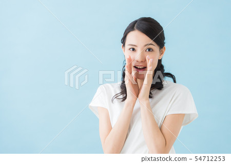 秘密秘密故事20多歲女人（藍色背景） 54712253