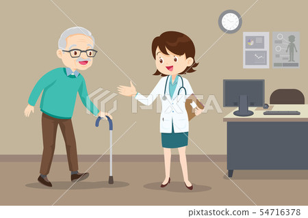doctor helps her grandfather to go to the walker doctor helps her grandfather to go to the walker 54716378