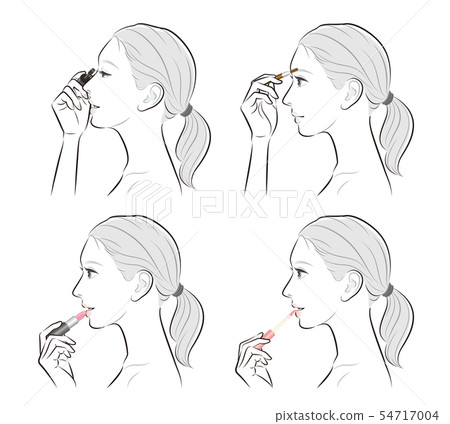 Illustration of a woman doing makeup 54717004