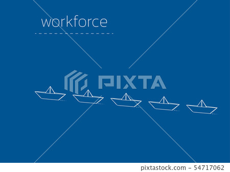 workforce with a folded paper boat workforce with a folded paper boat 54717062
