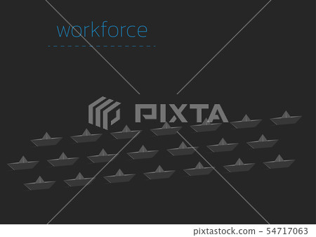 workforce with a folded paper boat workforce with a folded paper boat 54717063