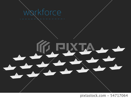 workforce with a folded paper boat workforce with a folded paper boat 54717064