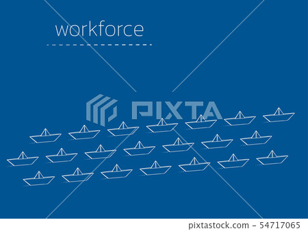 workforce with a folded paper boat workforce with a folded paper boat 54717065