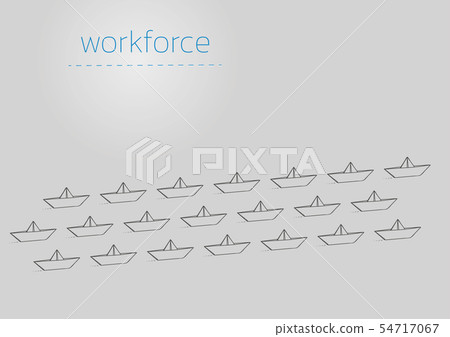 workforce with a folded paper boat workforce with a folded paper boat 54717067