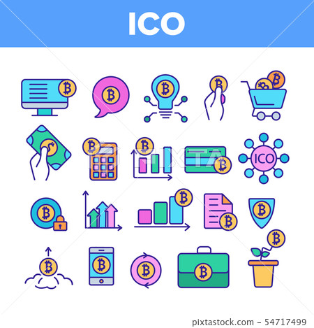 ICO, Bitcoin Vector Thin Line Icons Set - Stock Illustration [54717499 ...