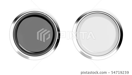 White and black glass buttons with chrome frame. 3d rendering illustration isolated 54719239