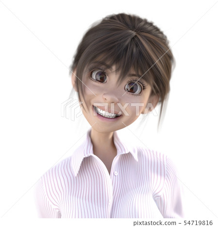 Cute female facial expressions smile perming3DCG illustration material 54719816