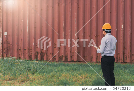 Male engineer inspection checking on container 54720213