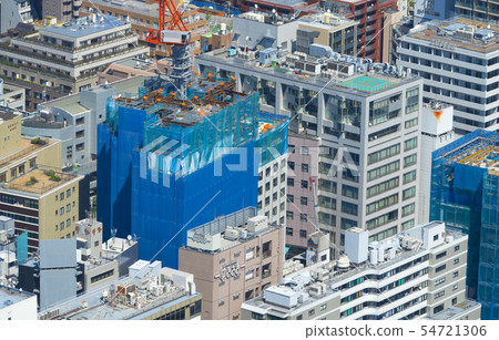 東京城市景觀六本木地區19年密集的建築物 照片素材 圖片 圖庫