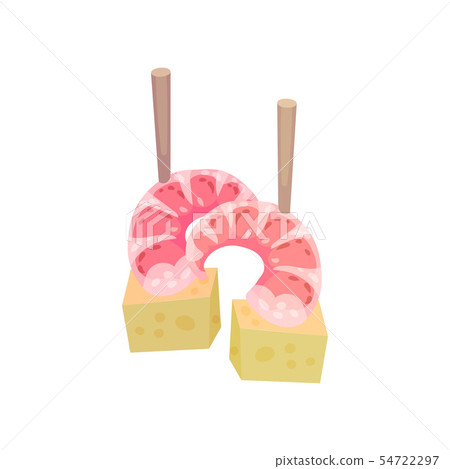 Canape with shrimp. Vector illustration on white background. 54722297