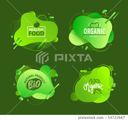 Natural Product, Vegan Food, Sticker Set Vector 54722667