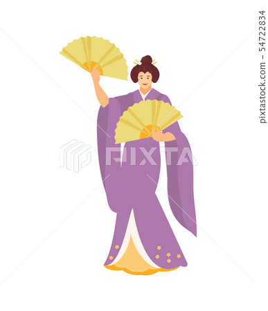 Dancing Japanese geisha vector Dancing Japanese geisha vector 54722834