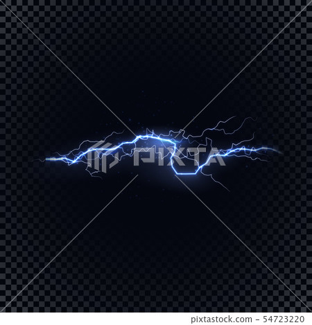 Blue vector lightning on black background,... - Stock Illustration ...