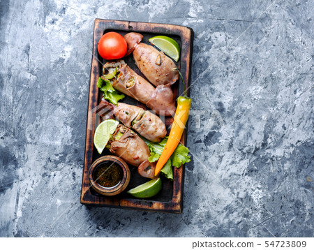 Grilled squid with vegetables Grilled squid with vegetables 54723809