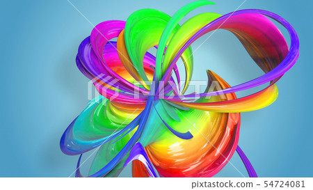 Beautiful multicolored ribbon glitters brightly. Abstract rainbow color ribbon twisted into a 54724081