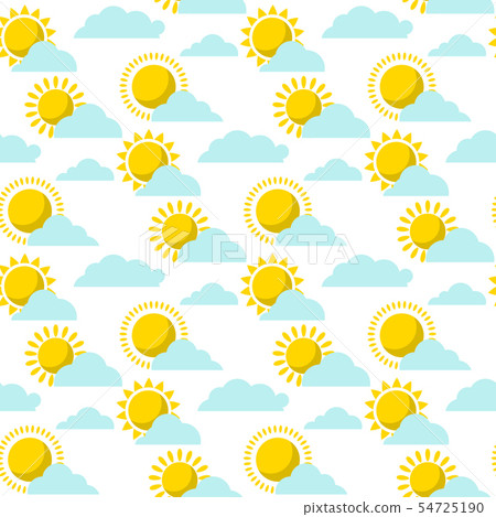 Clouds sun weather cloudy summer blue sky season design seamless pattern background illustration. 54725190