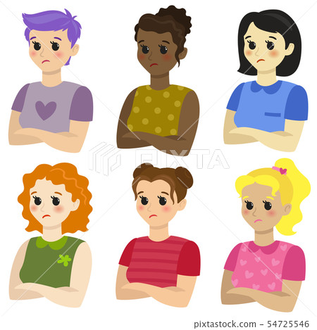 A set of female emotions. Discontent, sadness. A set of female emotions. Discontent, sadness. 54725546