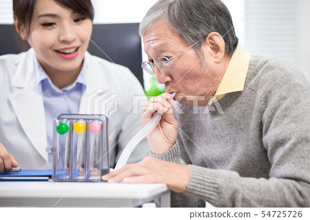 Elder patient has triflow training 54725726