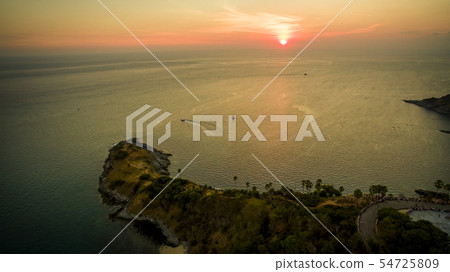 high angle view of beautiful sunset at laem high angle view of beautiful sunset at laem 54725809