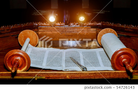 NEW YORK NY March 2019. Jewish Torah old scroll 54726143