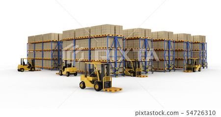 Forklift in warehouse 54726310