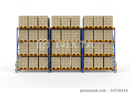 Warehouse rack with cardboard boxes Warehouse rack with cardboard boxes 54726316