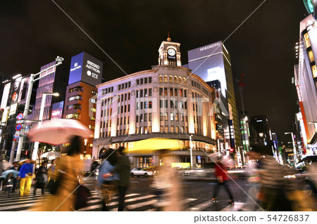 東京都市風景在日本東京,銀座(平成時代的最後一晚) 東京都市風景在日本東京,銀座(平成時代的最後一晚) 54726837