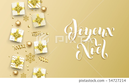 Joyeux Noel Merry Christmas golden French greeting 54727214