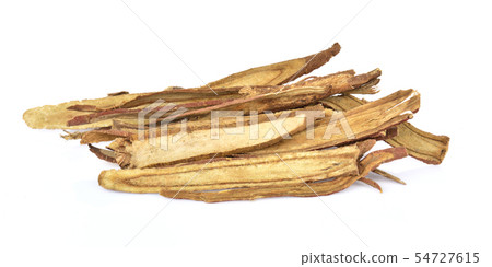 Slice Licorice roots on white background Slice Licorice roots on white background 54727615
