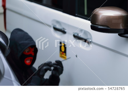 Crime (Vehicle robbery, thief, illegal criminal, bad guy, robbery, disguised assault case, criminal case, criminal's face) 54728765