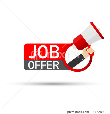 Hand holding megaphone - Job offer. Vector Hand holding megaphone - Job offer. Vector 54728902