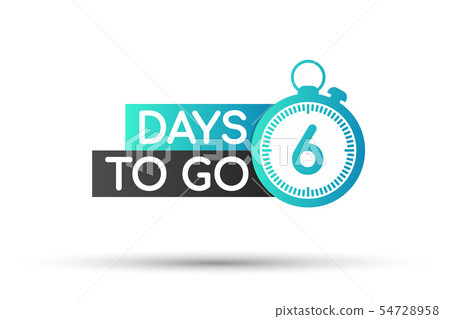Six days to go. Flat icon. Vector typographic 54728958