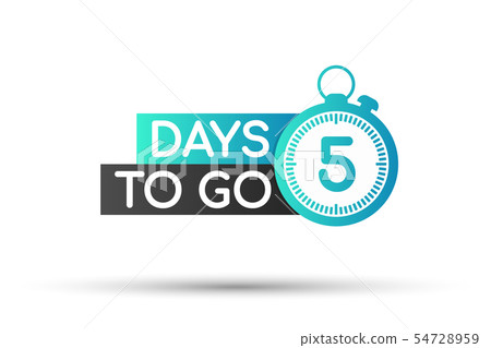 Five Days To Go Badges or flat Design. Vector 54728959