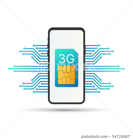 3G Sim Card. Mobile telecommunications technology 54728987